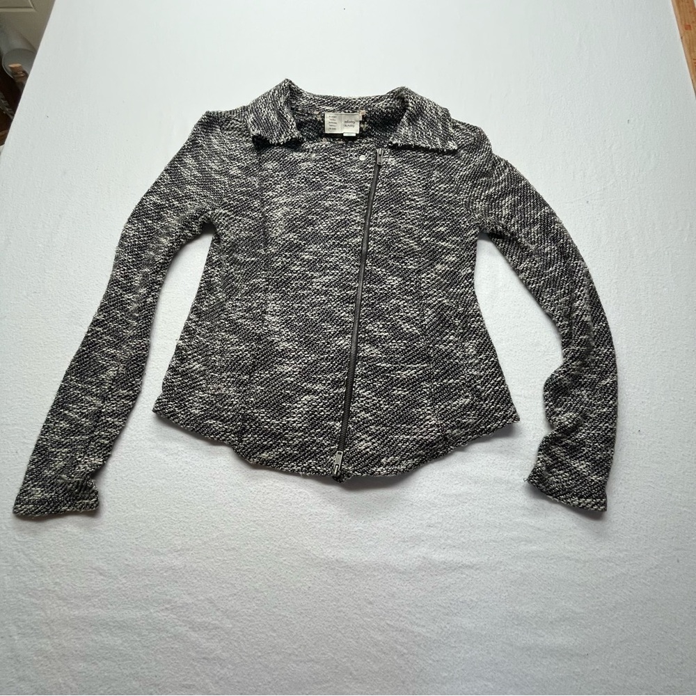ANTHROPHOLOGIE Asymmetrical Zippered Sweater Black/White Women's Medium